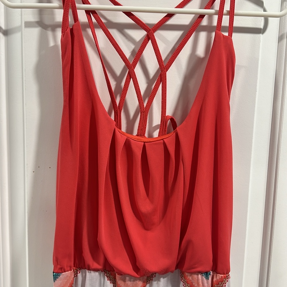 Three Pink Hearts by Trixxi Coral with Chevron Pattern Maxi Dress - Picture 2 of 6